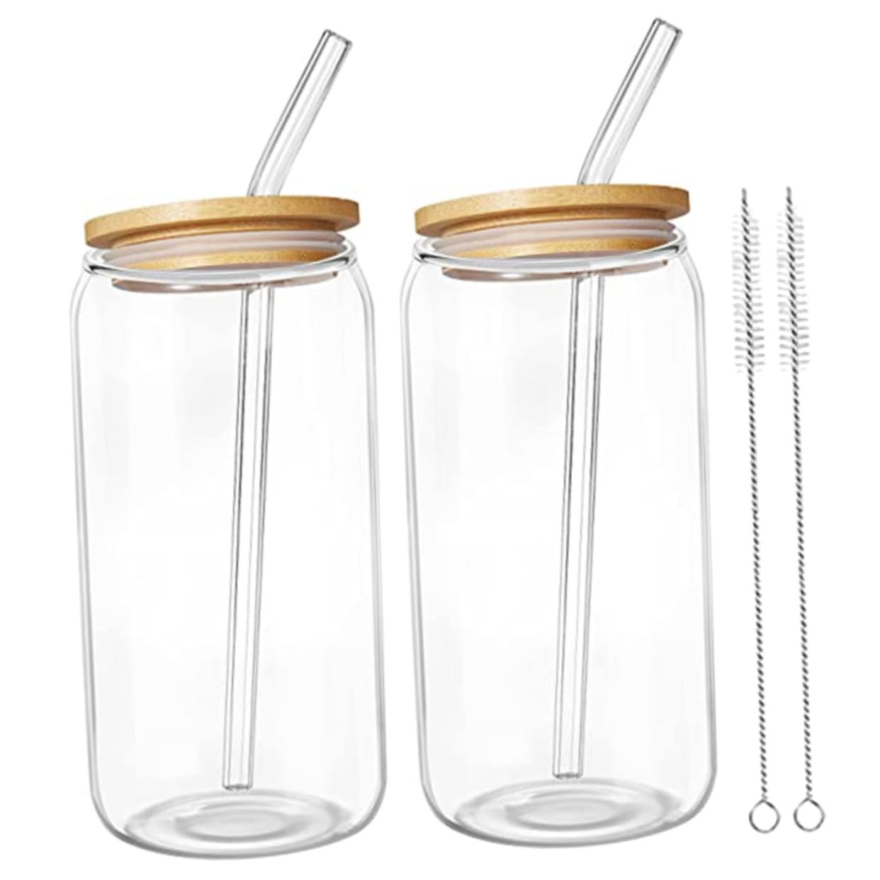 STOBAZA Set of 2 Clear Glass Water Cups Juice Cup Lid Ideal for Tea Soda Milk Tea Outdoor Use