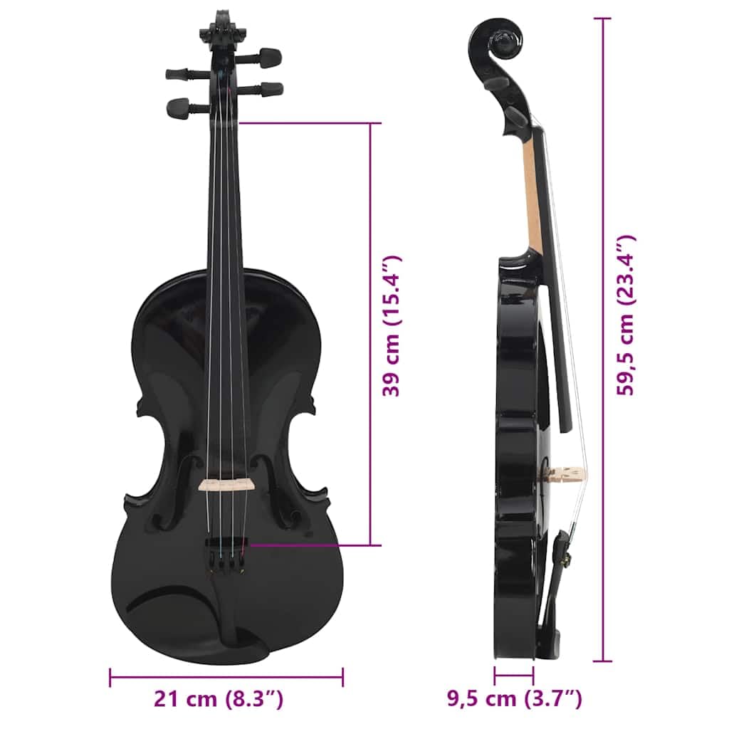 Juego completo de violín con arco y mentonera de madera de tilo 4/4, violín con colofonia y softbox, instrumento de cuerda de 59 cm para principiantes, clases, práctica y orquesta