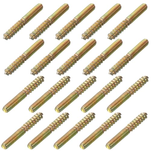 uxcell M4 Hanger Bolts Length 1-1/8"(30mm) Double Headed Bolts Self-Tapping Screw 4mm Wood Joint Furniture Legs 40pcs
