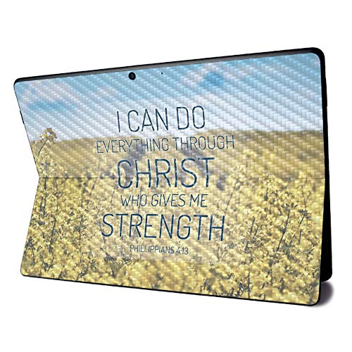 Image of MightySkins Carbon Fiber Skin for Microsoft Surface Pro X - Through Christ | Textured Carbon Fiber Finish | Easy to Apply, Remove, and Change Styles | Made in The USA