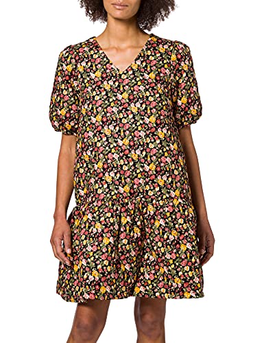 YAS Damen YASROSALIA SS Padded Dress-MA Kleid, Black/AOP:Rosalia AOP, L