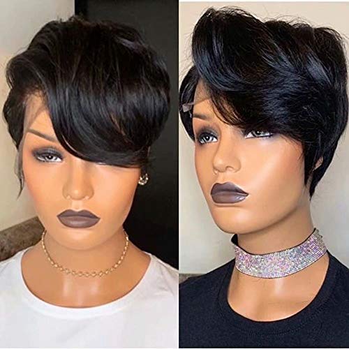 Maxine pixie cut wig short lace front human hair wigs Pre Plucked With