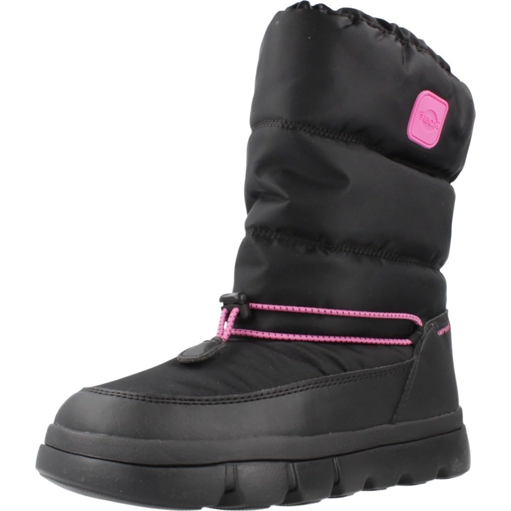 Geox J WILLABOOM GIRL B A, Snow Boot, BLACK/FUCHSIA,