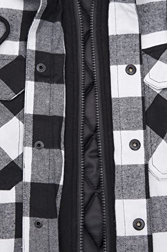 Image of ZENTHACE Men's Quilted Lined Hooded Plaid Jacket,Zipper & Snap Closure