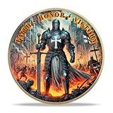 Battlefire Knight Cross Challenge Coin | Chivalric Valor & Sacred Shield Medallion | Battlefire Knight Historical Token | Commemorative Gifts for Collectors, Historians, and Enthusiasts