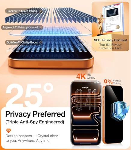 Image of Supershieldz X Koala Bear NeoGuard True 2-way Privacy Tempered Glass Screen Protector Guard for iPhone 14 Pro - 2 Pack