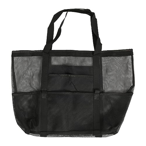 Extra Large Beach Mesh Bag with 40L Capacity, Shoulder or Handheld, Black, for Travel, Beach, Pool, Family Outing