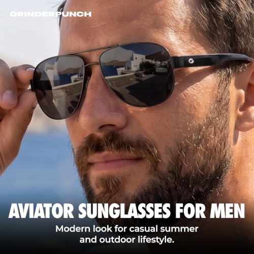 Image of grinderPUNCH Polarized Aviator Sunglasses Men Women Retro Vintage Square Pilot Sun Glasses UV400 Protection