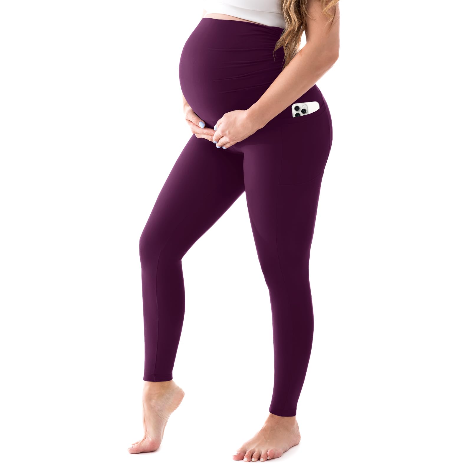 Walifrey Maternity Leggings with Pockets Over the Belly