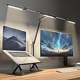 sympa Schreibtischlampe LED, 24W 105CM Schreibtischlampe Klemmbar 5 Farbtemperaturen und 5 Helligkeiten Einstellbar, mit Touch-Steuerung und Memory-Funktion, in Mehreren Winkeln Verstellbarer Arm
