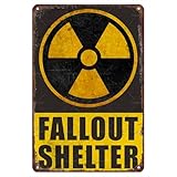 Fallout Shelter Tin Sign - Vintage Retro Warning Sign, 12" X 8" - Rustic Wall Decor For Home, Fallout Shelter, Or Office - Gift For Chemical Workers.