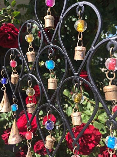 Iron Drop Windchime Bells Bead Recycled Metal Rustic Garden Decor Indoor Outdoor image 4