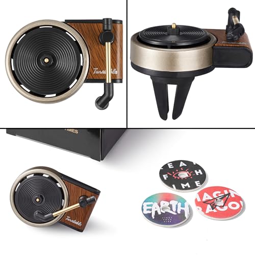Image of Record Player Car Vent Clips Air Freshener Retro Style Album Cover Car Air Conditioning Outlet Clip Fragrance Diffuser Car Interior Decoration Accessories, Retro Record Player