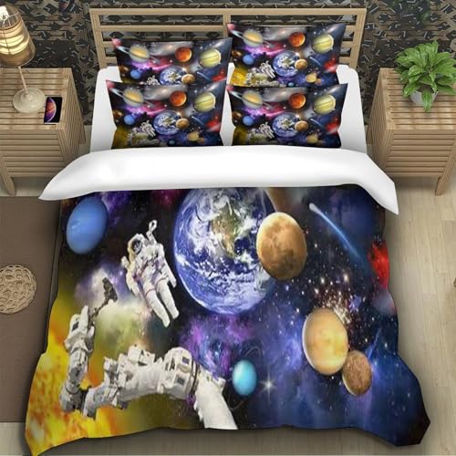 Housse de couette espace 135x200 parure lit galaxie single