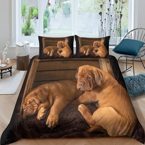 Housse de couette chiot mignon drap de lit double imprimé 3D