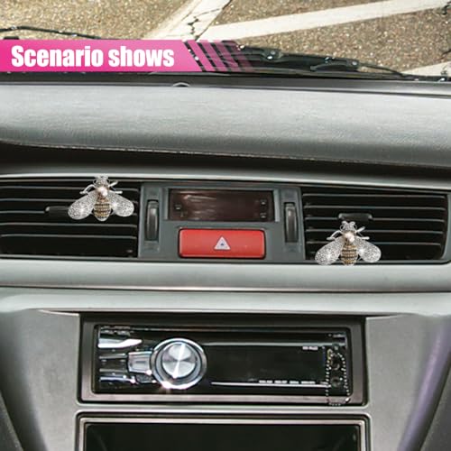 Image of GLSOWEE 4PCS Bling Butterfly Car Air Vent Clips, Crystal Rhinestone Bee Car Air Conditioning Outlet Clips, Cute Auto Interior Decoration Accessories for Women Girls (Bee&Butterfly)