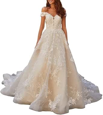 Wedding Dresses for Bride Off The Shoulder Beach Wedding Dress Tulle ...