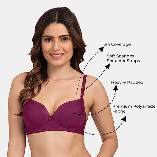 Image of Tweens - Heavily Padded Semi Push-Up Bra - Polyamide Fabric - 3 /4th Coverage, Wireless, Multiway Straps, Seamless - Everyday T-Shirt Bra
