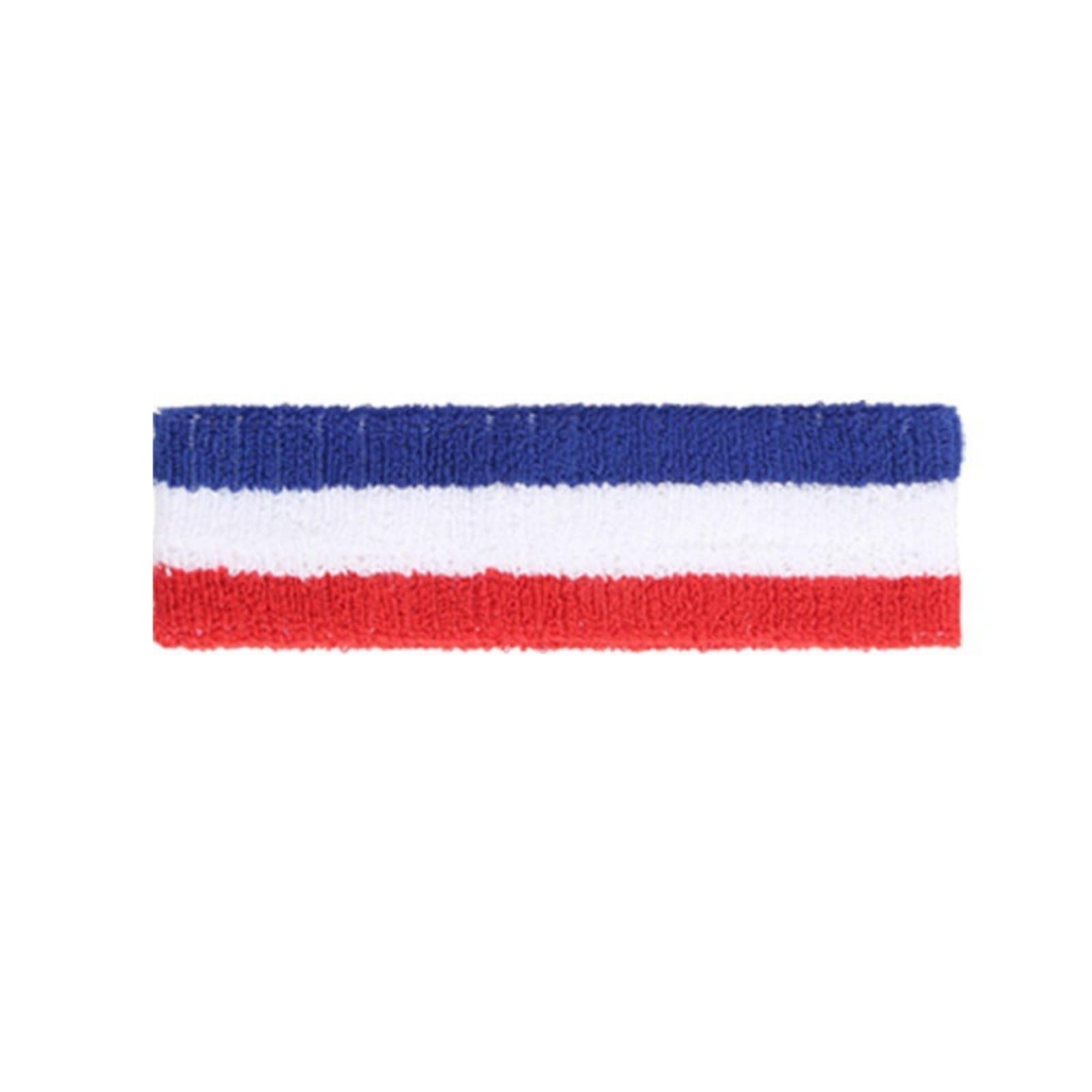 3 Pieces Rainbow Workout Headband Moisture Wicking Rainbow Sweatband Set Breathable Striped Sports Headband for Running, Mindful Movement, Basketball, Red-White-Blue|Sweatbands-image-41