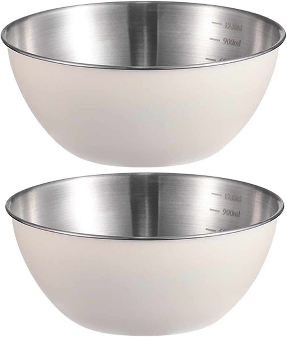 Stainless Steel Salad Bowls Set of 2 Mixing Bowl with Measurement Markings, 4.23 Quart Gold Serving Bowls for Mixing, Cooking, Baking, Prepping and Home Kitchen