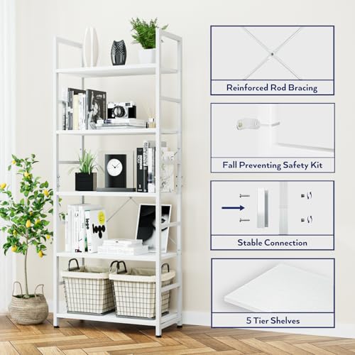 Image of NUMENN Book Shelf for Home Library, Multipurpose Portable Bookshelf, Unbreakable Material (5 Tier)