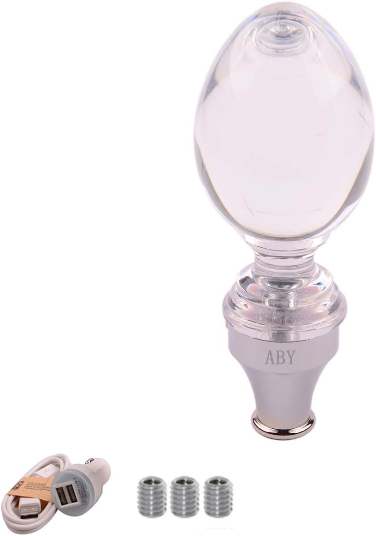 Crystal Touch Activated Multi-Color LED Light Illuminated Gear Stick Shift Shifter Knob Fit for Car Manual Transmission and Automatic Transmission Without Lock Button