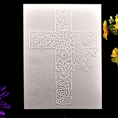 Kwan Crafts Flowers Cross Plastic Embossing Folders For Card Making Scrapbooking And Other Paper Crafts,10.5X14.4Cm #TOP3