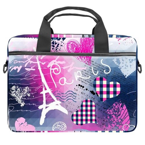 Sac à bandoulière Paris romantique cœur housse ordinateur portable 13 14.5 pouces