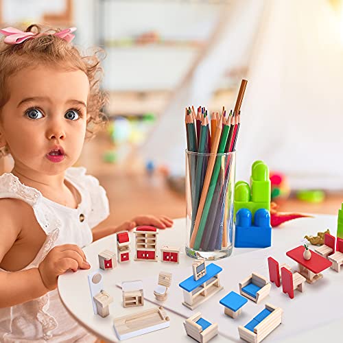 Giragaer Wooden Dollhouse Furniture 5 Set, Wood Doll House Miniature Bathroom/ Living Room/ Dining Room/ Bedroom/ Kitchen House Furniture Doll Decoration Accessories Pretend Play Kids Toy Colorful… #TOP6