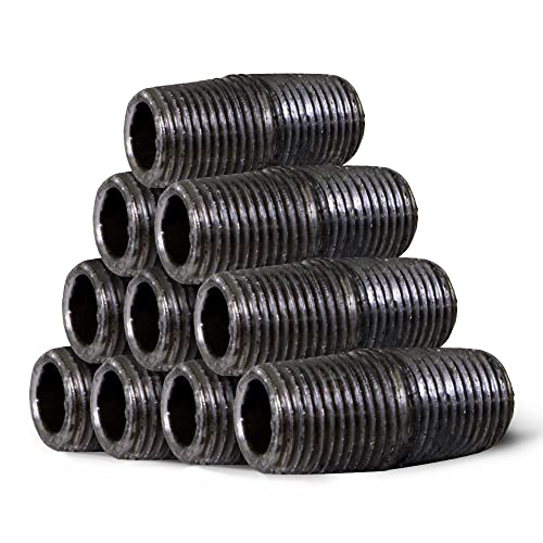 SupplyGiant-12-x-1-Inch-Black-Steel-Pipe-10-Pack-Heavy-Duty-Industrial-Malleable-Iron-Pipes-Pre-Cut-Threaded-Close-Nipple-Great-For-All-DIY-Furniture-And-Black-Pipe-Shelving