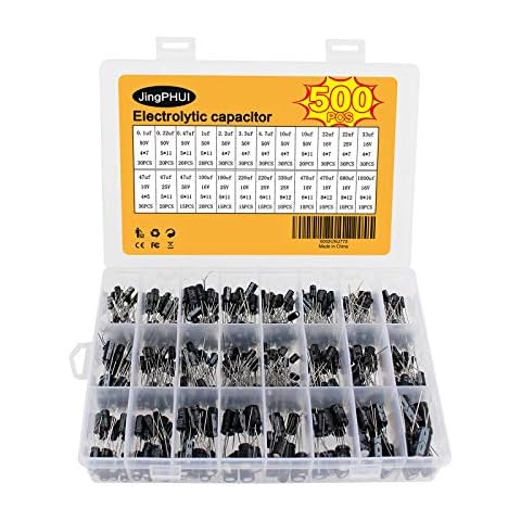 Eiechip Nice Sturdy Box,Nice Sturdy Box electrolytic capacitors ~ 50v 24value 500pcs Easy Access electrolytic Capacitor Assortment,24value 500pcs Cover