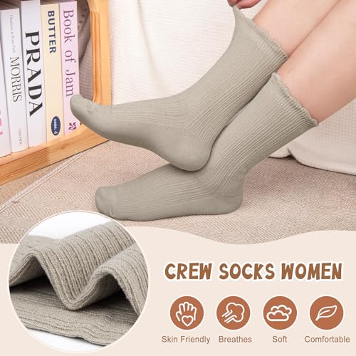 Justay 6 Pairs Womens Ruffle Socks Cute Frilly Crew Boot Casual Slouch Cotton Socks for Women Gifts4