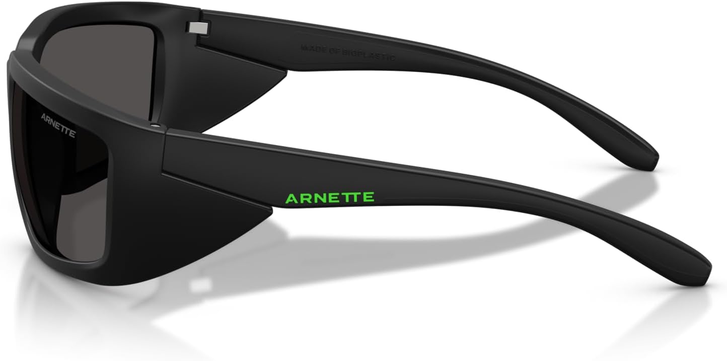 ARNETTE Man Sunglasses Matte Black/Black Rubber Frame, Dark Grey Lenses, 62MM
