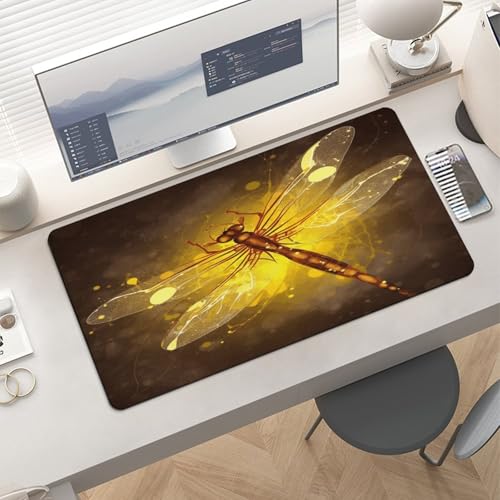 Mouse Pad Grande Abstract Yellow Dragonfly de Goma miniatura 6