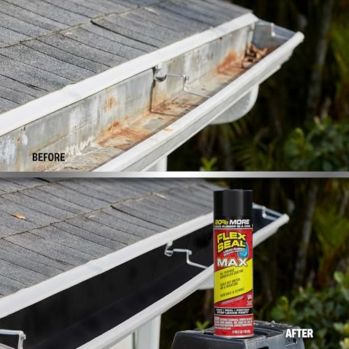 Image of Flex Seal MAX, 17 oz, 4-Pack, Black, Stop Leaks Instantly, Waterproof Rubber Spray On Sealant Coating, Perfect for Gutters, Wood, RV, Campers, Roof Repair, Skylights, Windows, and More