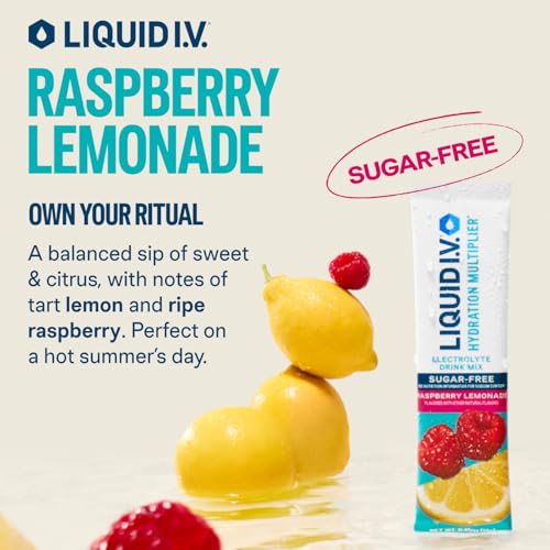 Image of Liquid I.V. Hydration Multiplier Sugar-Free - Raspberry Lemonade | Electrolyte Powder Drink Mix | 1 Pack (14 Servings)