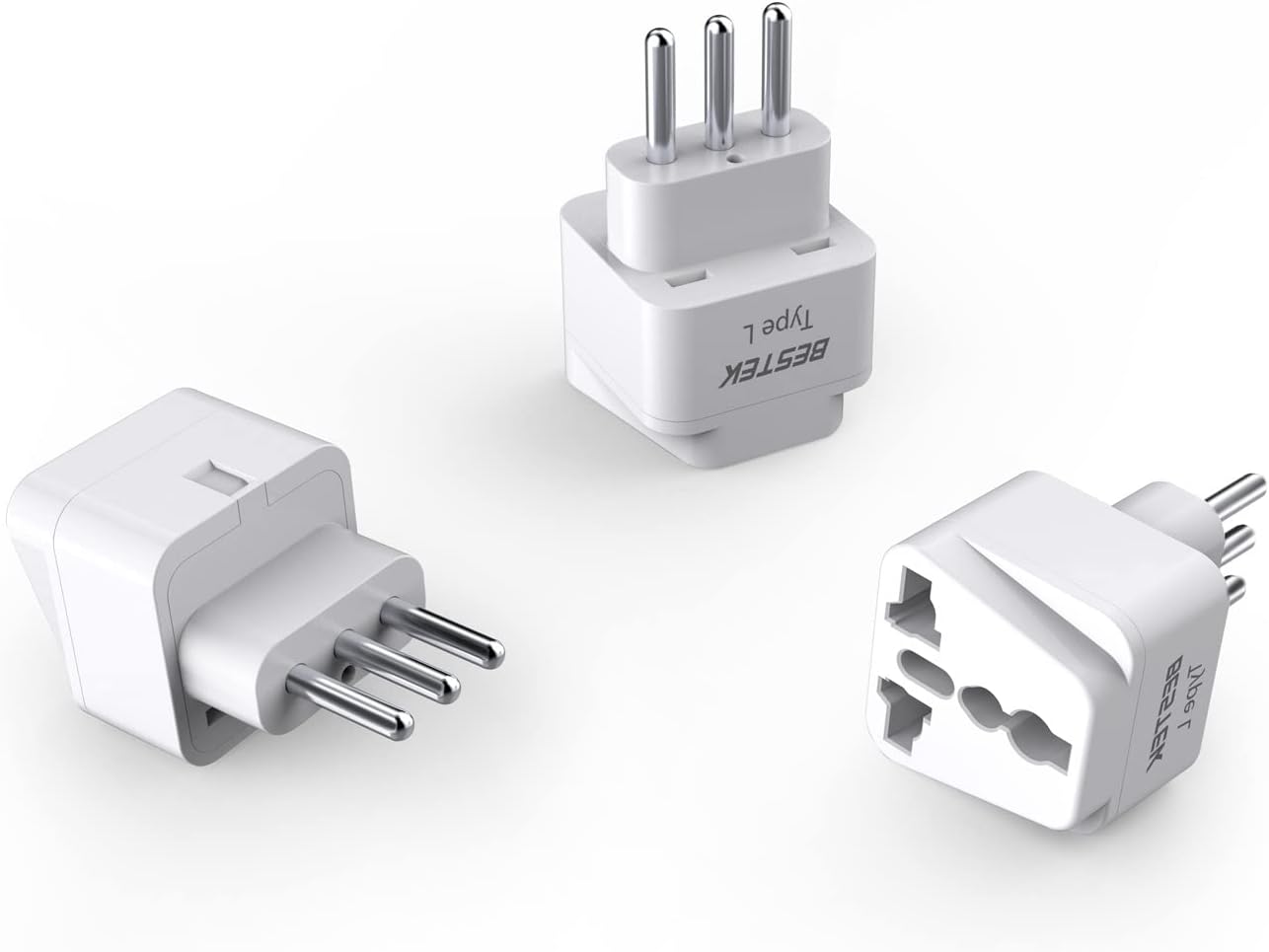 BESTEK Grounded Type L Plug Adapter Travel Plug USA to Italy 3 Prong