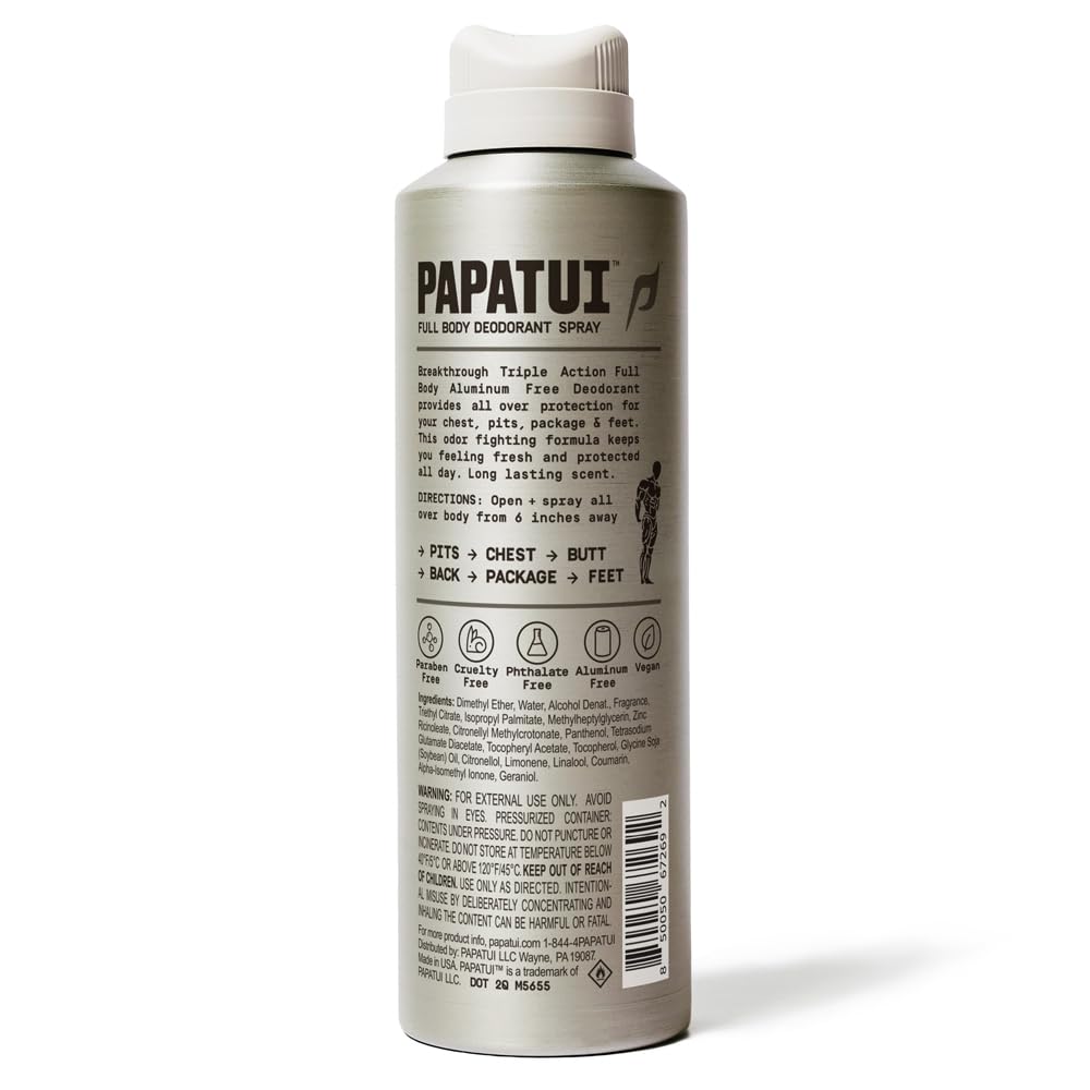 PAPATUI by Dwayne Johnson Full Body Deodorant Spray for Men | Aluminum-Free Odor Protection, Moisture Absorption, Long Lasting Scent | Cedar Sport | 5oz