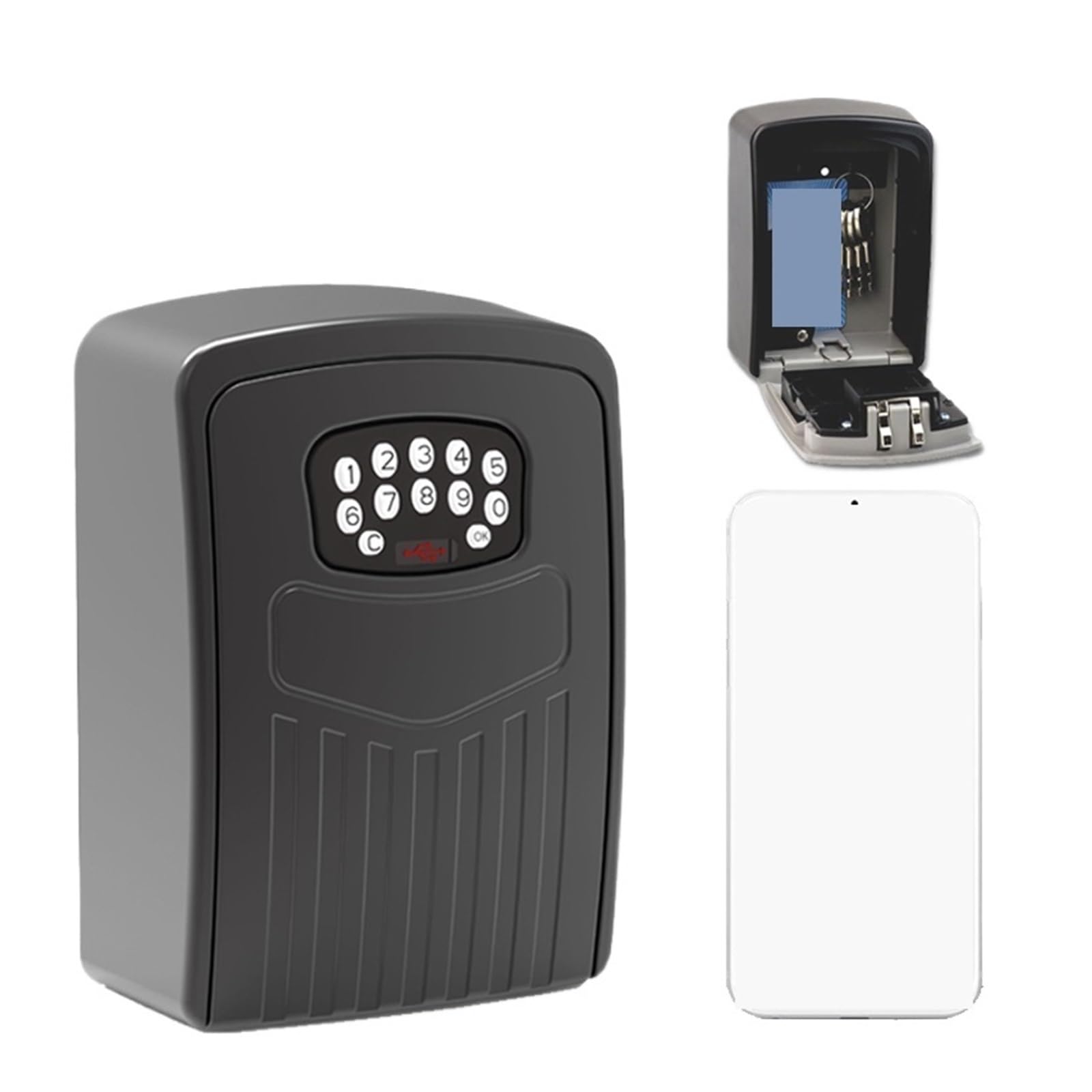 Fingerprint or Password Safe Key Bluetooth Storage Lock Box Wall Mount Security Anti-Theft Lockbox