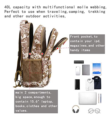 Image of 4land Camo Backpack for Boys 40L Army Bookbag for Middle School Kids