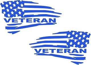 2 Pack - American Flag Veteran - Military Service | Decal Vinyl Sticker Graphics for Car Truck SUV Van Window| 5.5" Width by 3" Height HOM0799.067 Blue