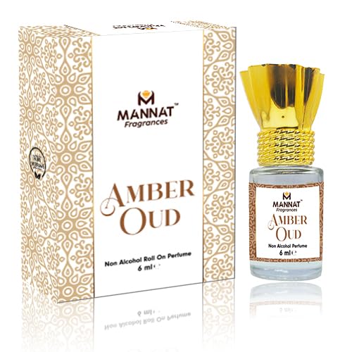 Mannat Amber Oud Luxury Attar 6ML & Long-Lasting Perfume Oil | Unisex Roll-On | Alcohol-Free & Pocket-Friendly Attar Amber Oud Luxury | Ideal for Gifts