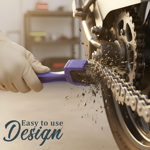 Image of 2 Pieces Bike Chain Cleaner Brush | Soft & Long Bristles | Multi-Purpose Chain Cleaning Tool for Quick Cleaning of Motorcycles & Cycles | Durable, Reusable 3-Sided Chain Brush for All Bikes