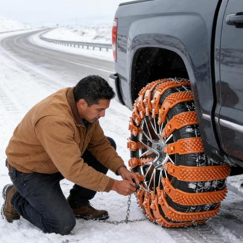 Cadenas de nieve ajustables para SUV y camiones con kit de emergencia 4