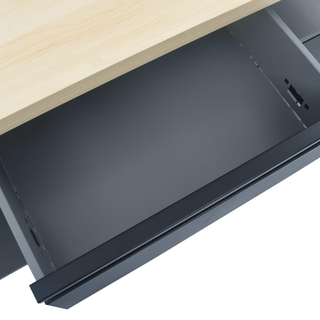 vidaXL Banco de Trabajo Garaje Superficie Grande Herramientas de Trabajo Mesa Estación Plataforma Estable de Acero Negro 120x60x85 cm