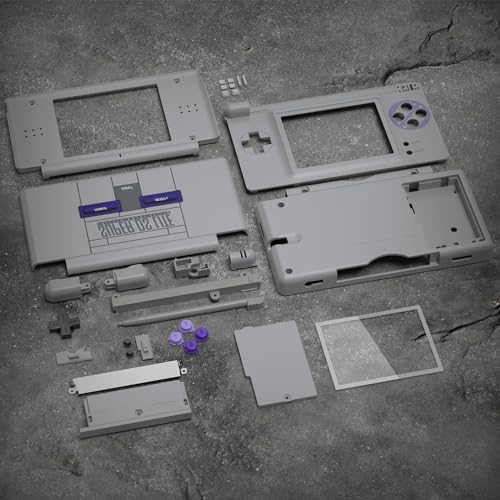 Image of eXtremeRate Classic SNES Style Replacement Full Housing Shell for Nintendo DS Lite, Custom Handheld Console Case Cover with Buttons, Screen Lens for Nintendo DS Lite NDSL - Console Without