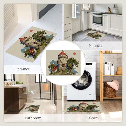 Tapis cuisine devant évier et entrée paillasson vert 60x90 lavable en machine - 6