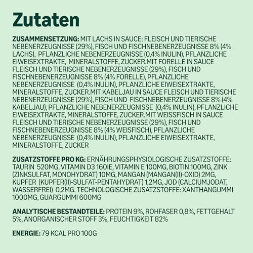 by Amazon Katzenfutter, nass, für ausgewachsene Katzen, Fischauswahl in Sauce, 4.8kg (48 Packungen mit 100g)