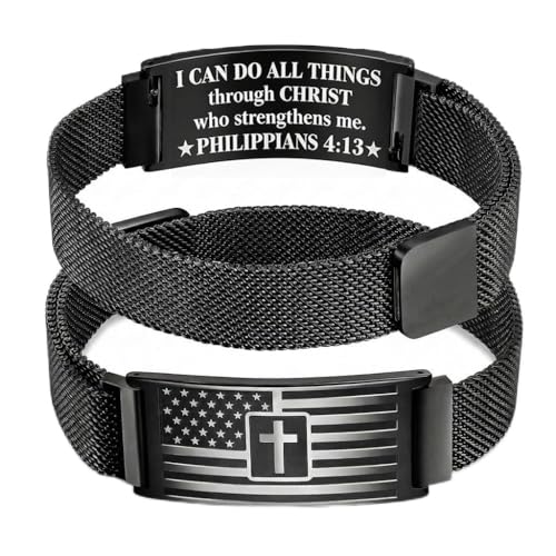 Pulsera Cruz Cristiana con Bandera Americana para Hombre miniatura 1