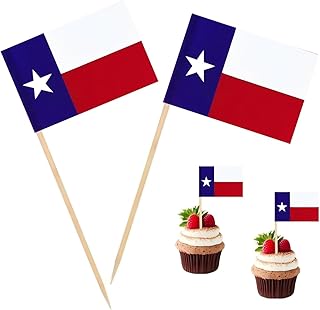 100 Pcs Texas Toothpick Flag Texas State Small Mini Cocktail Fruit Cupcakes Toppers Food Stick Flags Decorations